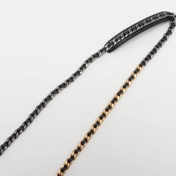 Chanel 19 Chain Shoulder Bag Glasses Case Gold X Silver Metal Fittings - Picture 5 of 12